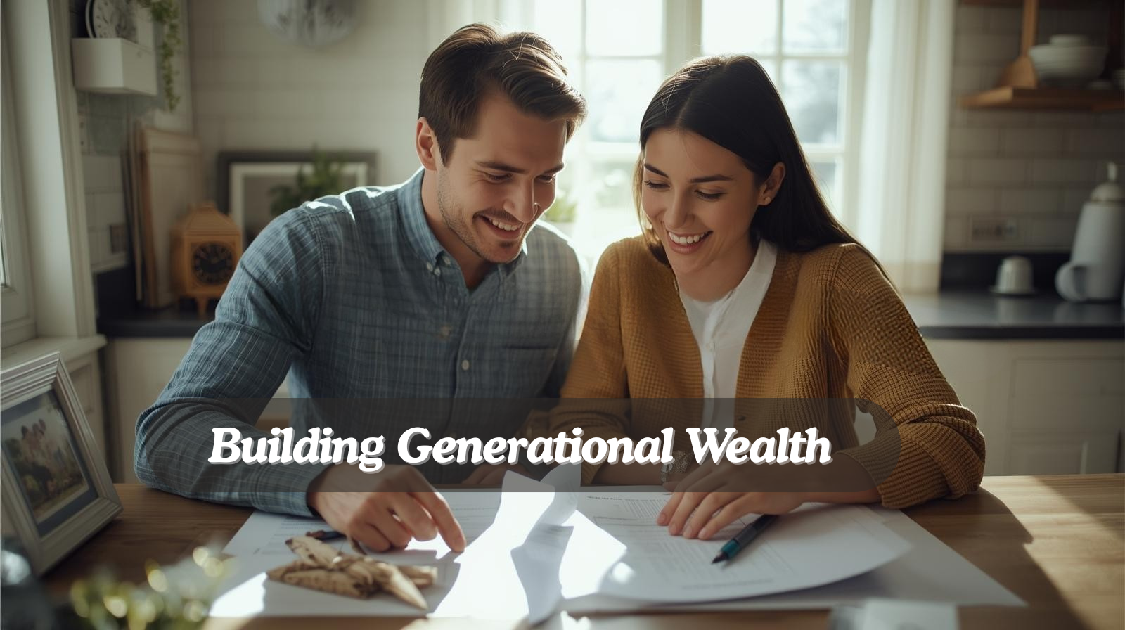 Young parents reviewing estate plan at kitchen table – building generational wealth