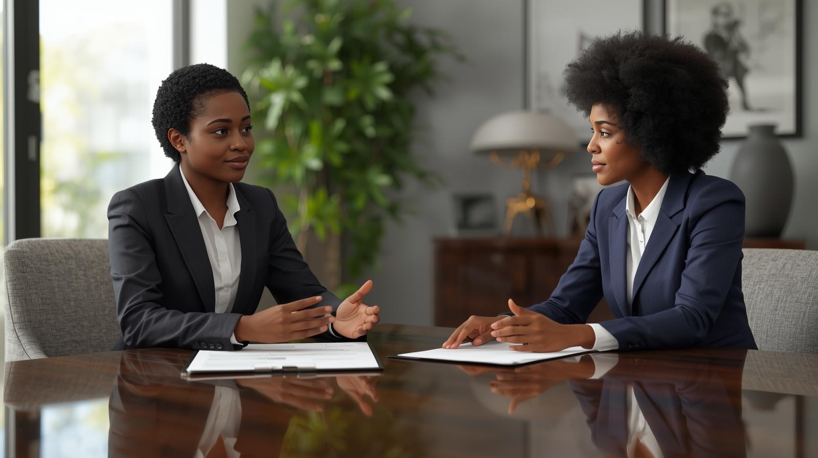Real estate advisor meeting with client about inherited home