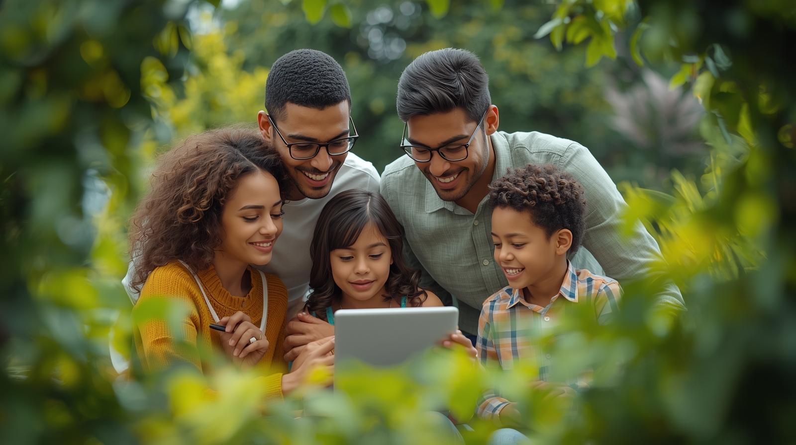 Family using a mortgage calculator to see if they can afford to buy a home