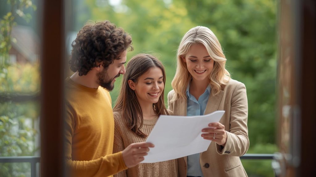 Family exploring affordable home options together