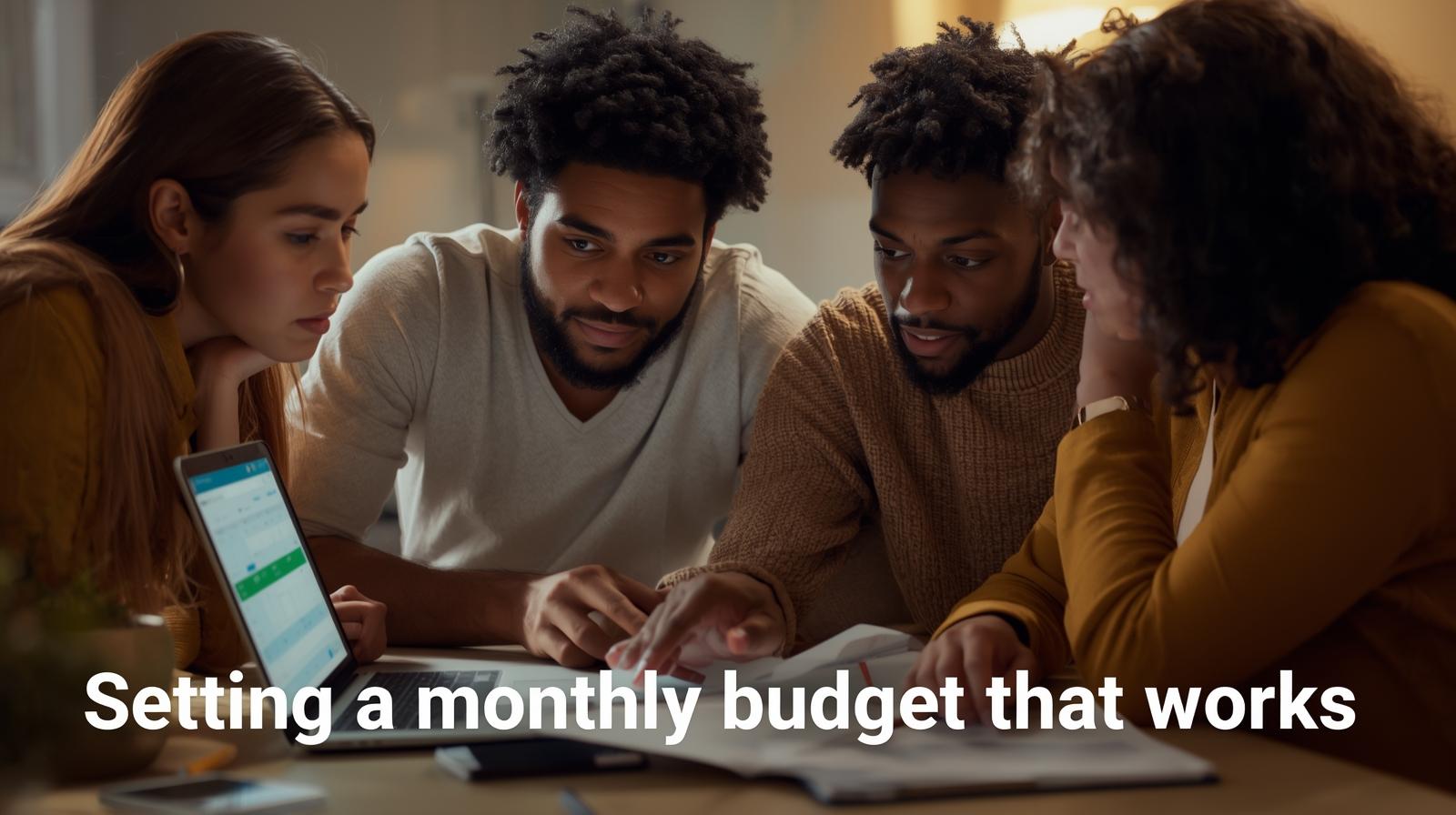 Family reviewing a monthly budget together – setting a monthly budget that works
