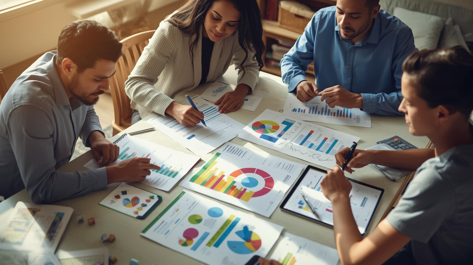 A family reviewing their budget together